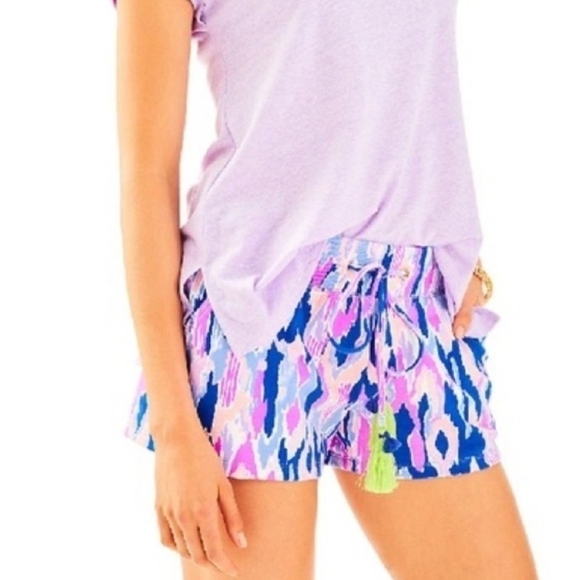 Lilly Pulitzer Amethyst One Too Many 4" Yasmin Knit Terry Shorts Sz M NEW - Picture 1 of 13